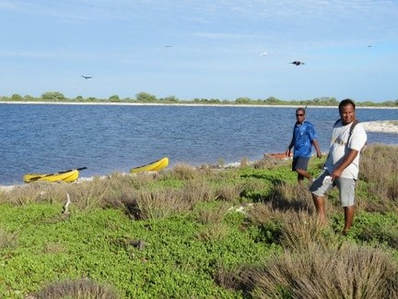 Conservation staff at Kiritimati Lagoon 